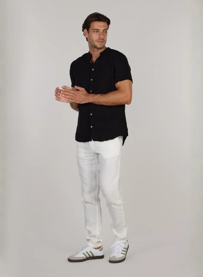 Just Nature Short Sleeve Mandarin Collar Resort Shirt