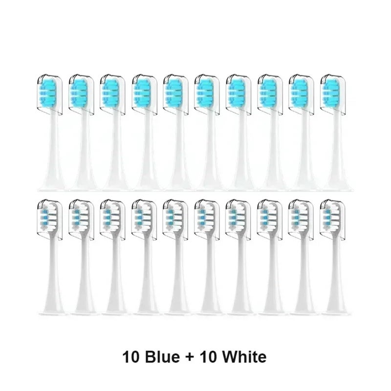 Replacement Sonic Electric Toothbrush Heads 4 Colors With Anti Dust Caps 20 Pieces 10 White 10 Blue - Image 3