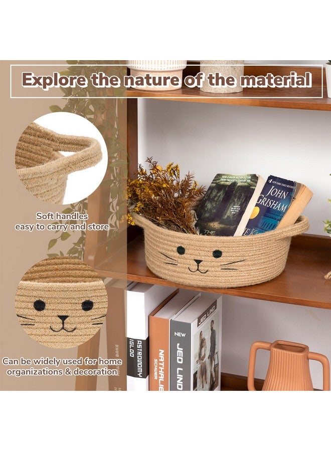 HiChen Small Storage Basket, Cute Basket For Toys, Dog Toy Basket, Woven Basket For Organizing, Jute Basket For Gifts Empty, 9.8 X 4 Inches - Image 3