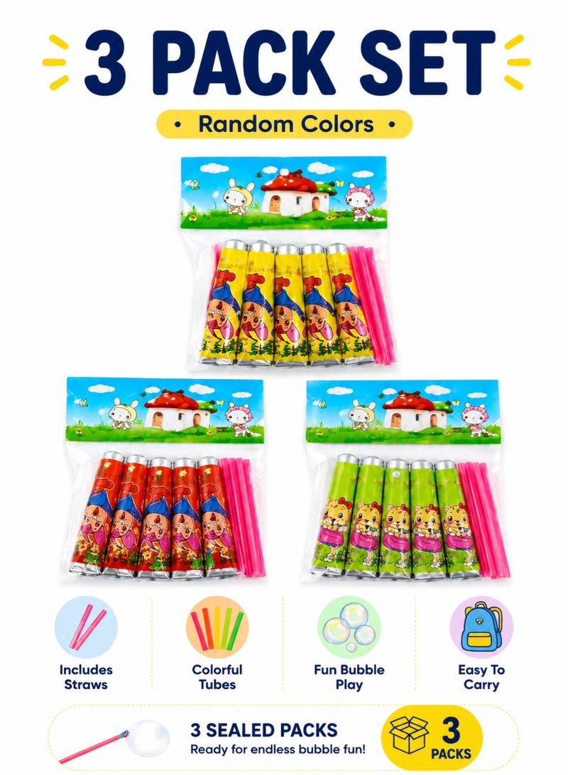 CHU DAI 3 Pack Blow Plastic Bubble Toys, Colorful Bubble Balloon Tubes With Straws For Kids Party Favors, Birthday Gifts, Classroom Rewards And Goody Bags - Image 3