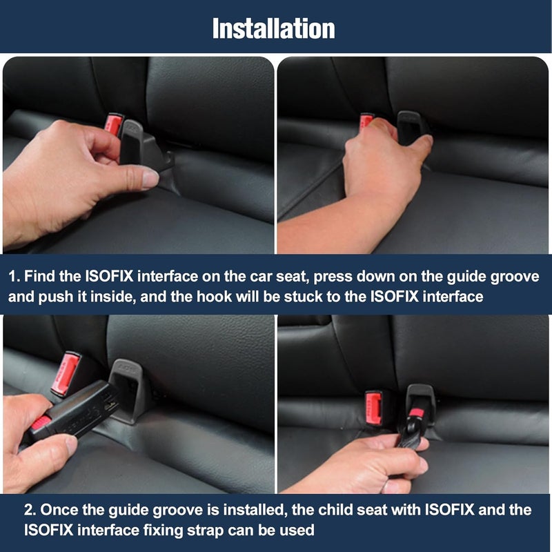 دليل تثبيت حزام واجهة ISOFIX، قطعتان من دليل تثبيت مشبك واجهة ISOFIX لمقعد السيارة، أخدود تثبيت ثابت، موصل حامل مقعد السيارة، أسود خطط شراء ميسورة - Image 4