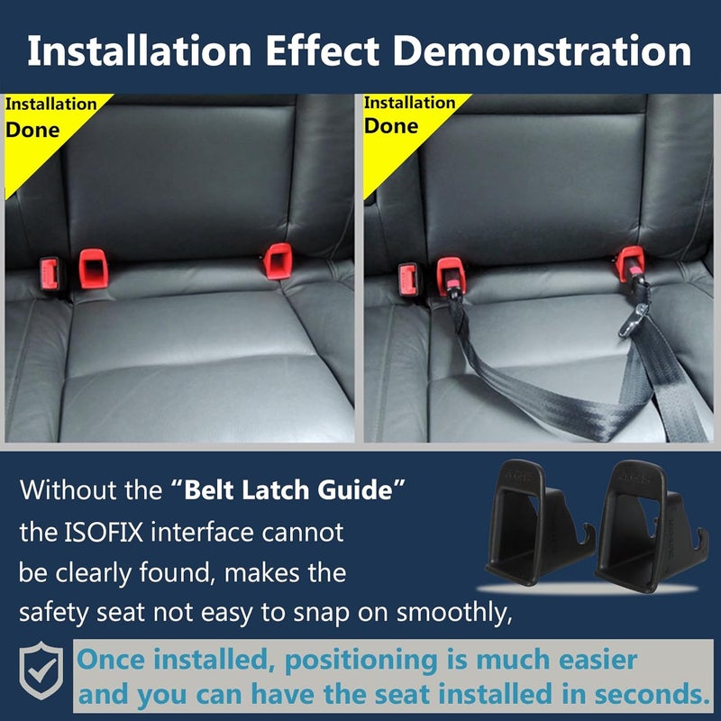 دليل تثبيت حزام واجهة ISOFIX، قطعتان من دليل تثبيت مشبك واجهة ISOFIX لمقعد السيارة، أخدود تثبيت ثابت، موصل حامل مقعد السيارة، أسود خطط شراء ميسورة - Image 5