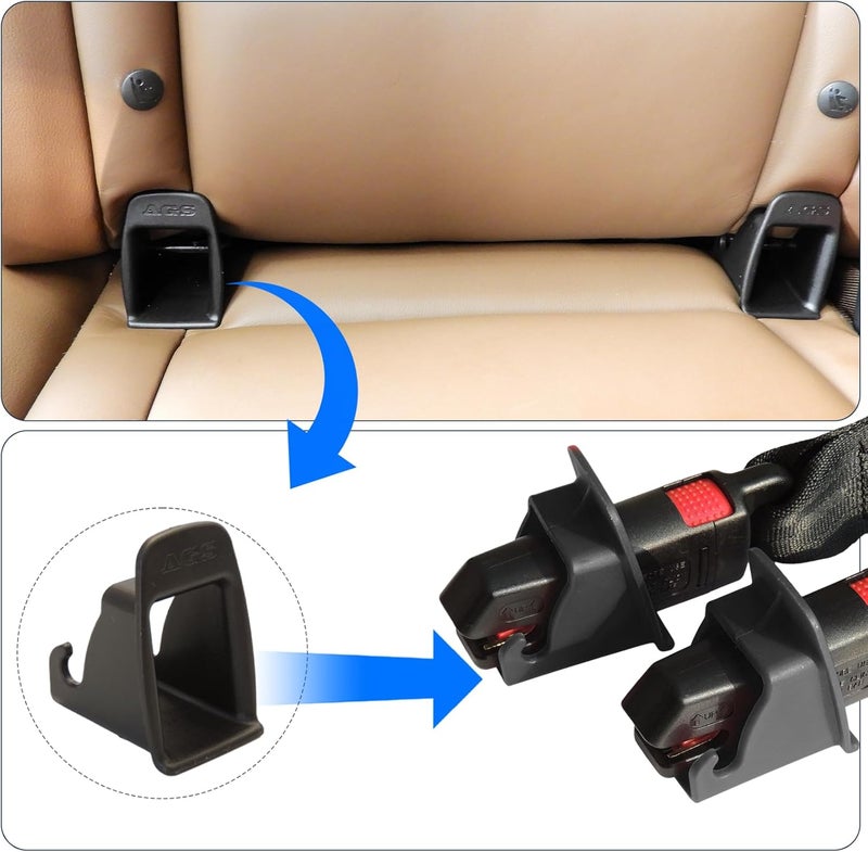 دليل تثبيت حزام واجهة ISOFIX، قطعتان من دليل تثبيت مشبك واجهة ISOFIX لمقعد السيارة، أخدود تثبيت ثابت، موصل حامل مقعد السيارة، أسود خطط شراء ميسورة - Image 3