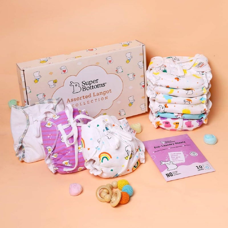 Superbottoms First Love Baby Bliss Box | Softest, Breathable & Gentlest DryFeel langots for your baby | Baby shower gift pack | No Mess Langots for Newborns between 0 to 9 months | Pack of 10 (Small) - Image 3