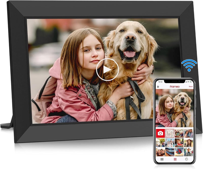 FRAMEO Digital Photo Frame WiFi -10.1 Inch 1280x800 HD IPS Touch Screen- Smart Electronic Digital Picture Frame, Built in 32GB Memory Auto-Rotate, Wall Mountable, Micro SD, Share Photos/Videos - Image 1