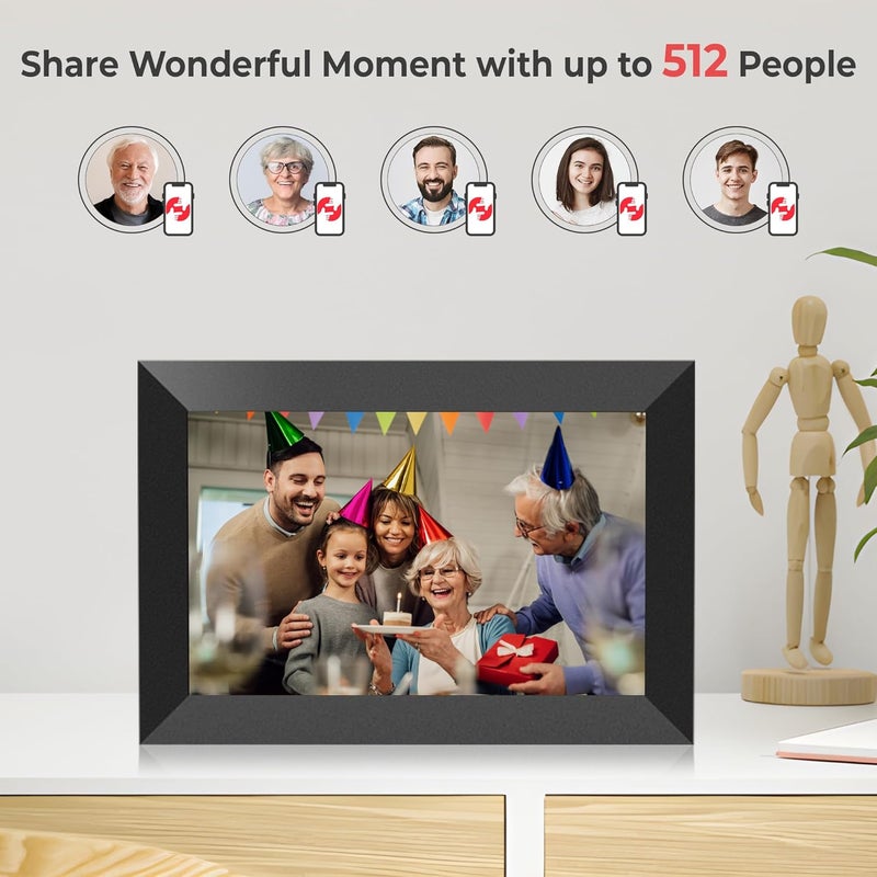 FRAMEO Digital Photo Frame WiFi -10.1 Inch 1280x800 HD IPS Touch Screen- Smart Electronic Digital Picture Frame, Built in 32GB Memory Auto-Rotate, Wall Mountable, Micro SD, Share Photos/Videos - Image 4