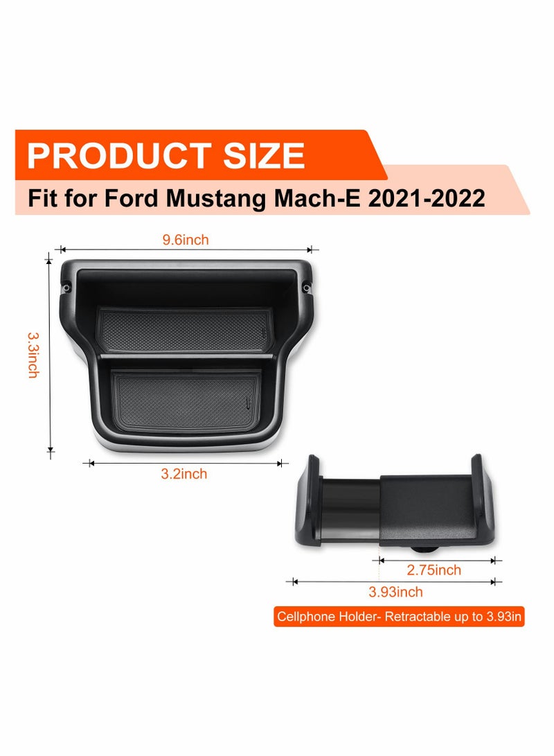 Excefore For Ford Mustang Mach-E 2021 2022, Center Console Dash Storage Tray Organizer with Cellphone Holder Inserts Dashboard Storage Box Accessories - Image 2
