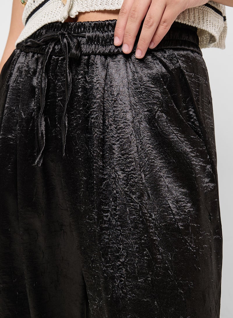 جينجر بنطلون واسع الساق معدني مجعد - Image 4