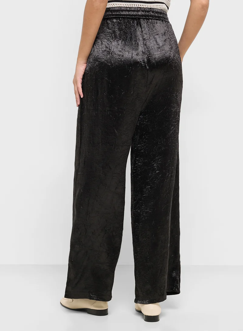 Ginger Metallic Crinkle Wide Leg Pants