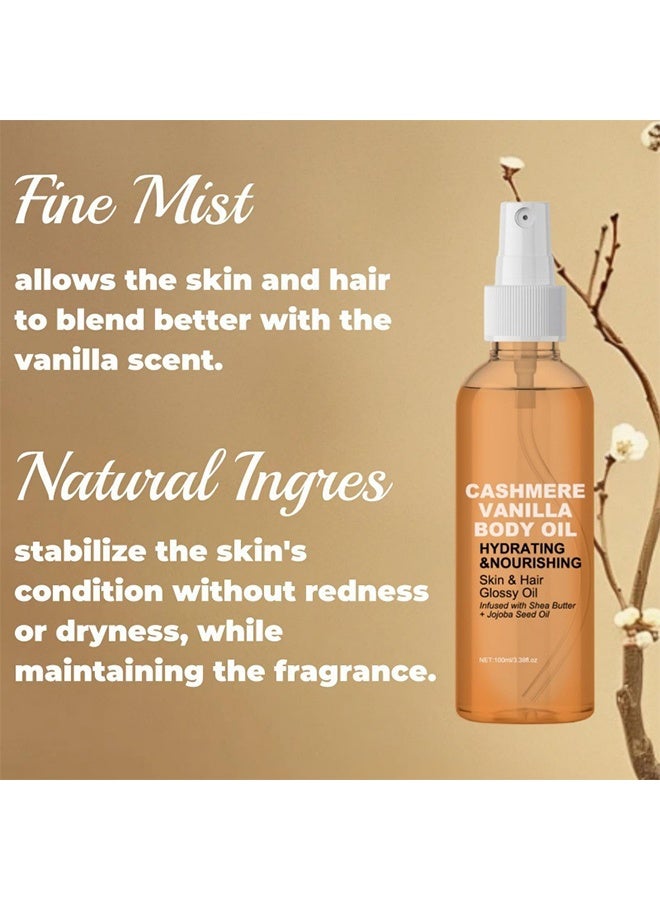 cashmere Vanilla Body Oil, Shea Butter Jojoba Radiance Oil for Dry Skin & Hair, Hydrating Vanilla Cashmere Lotion Mist Spray for Moisturizing Skin 100ml - Image 4