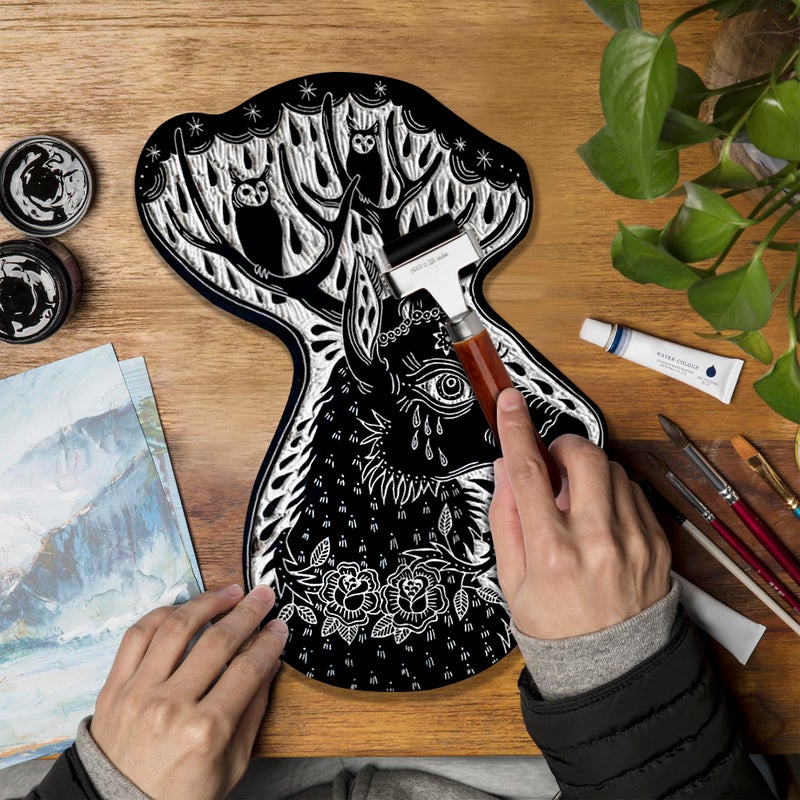 MyLifeUNIT Rubber Brayer, Brayer Ink Roller, Soft Rubber Brayer Roller with Wooden Handle - Image 5