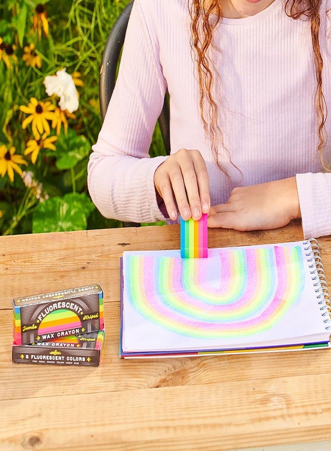 eeBoo: Jumbo Wax Crayon: Rainbow Fluorescent - 6 Vibrant Colors in One Chunky Crayon, 4" x 1.5" x 0.625" Block, Art & Coloring Supplies, Kids Ages 3+ - Image 3