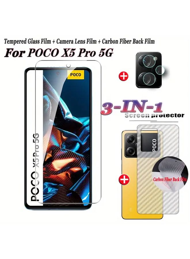 واقي الشاشة الزجاجي المقوى 3 في 1 لهاتف POCO X6 Pro مع طبقة حماية للكاميرا وطبقة خلفية - Image 2