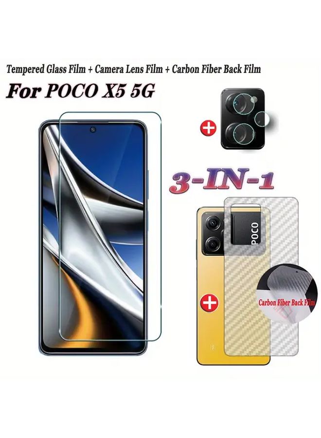 واقي الشاشة الزجاجي المقوى 3 في 1 لهاتف POCO X6 Pro مع طبقة حماية للكاميرا وطبقة خلفية - Image 5