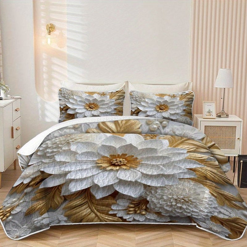 Twin Multicolor Polyester Fiber Bedding Cover Set with Quilt And Pillowcases Comfortable Lightweight All Season Bedspread For Contemporary Bedrooms Hotels Or Dormitory Decor - Image 1