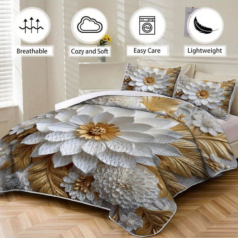 Twin Multicolor Polyester Fiber Bedding Cover Set with Quilt And Pillowcases Comfortable Lightweight All Season Bedspread For Contemporary Bedrooms Hotels Or Dormitory Decor - Image 2