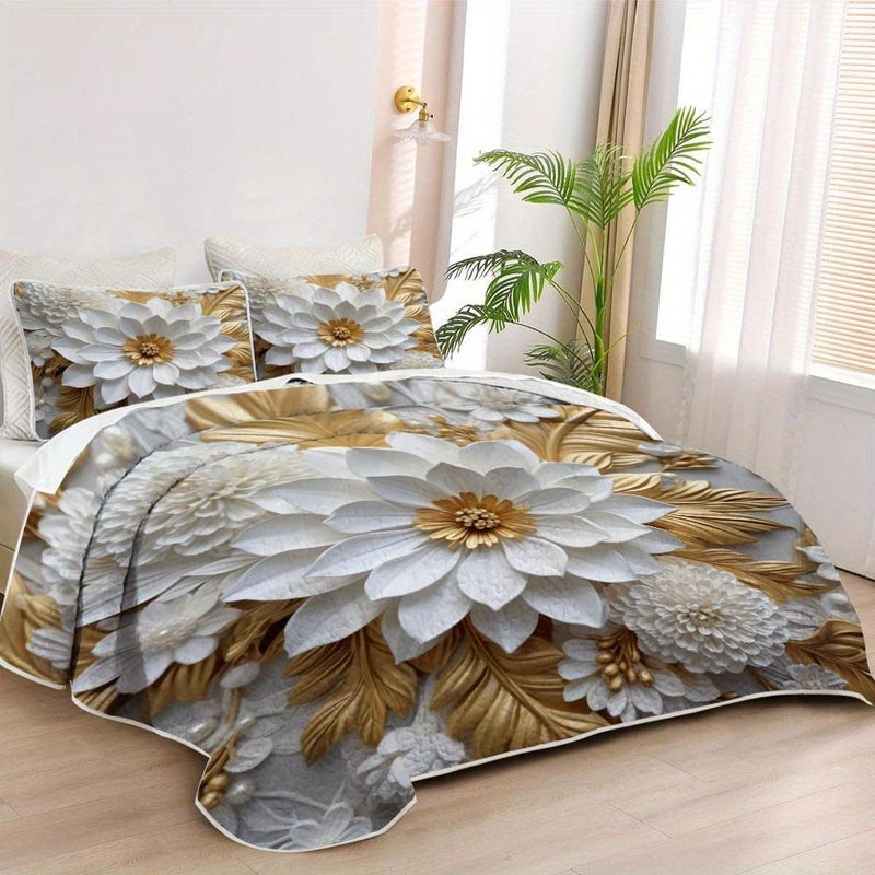 Twin Multicolor Polyester Fiber Bedding Cover Set with Quilt And Pillowcases Comfortable Lightweight All Season Bedspread For Contemporary Bedrooms Hotels Or Dormitory Decor - Image 4