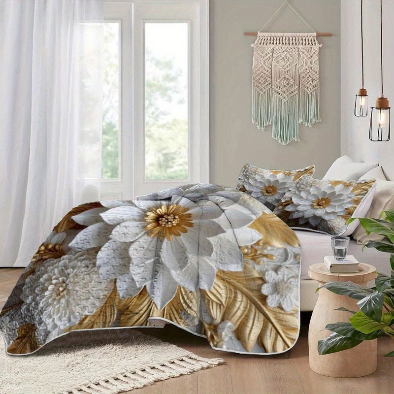 Twin Multicolor Polyester Fiber Bedding Cover Set with Quilt And Pillowcases Comfortable Lightweight All Season Bedspread For Contemporary Bedrooms Hotels Or Dormitory Decor - Image 5