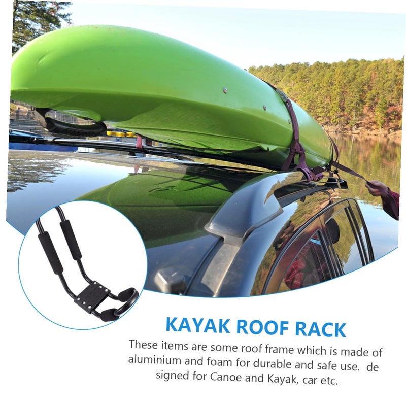 Detachable Kayak Roof Rack 2 Pcs Set Canoe Cargo Carrier Frame Black - Image 4