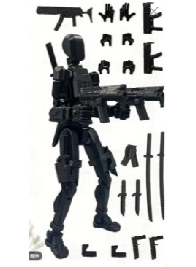 3D Printed Multi-Joint Articulated Dolls Special Forces Series Collectible Toys Adult Plastic Assembled Models-Color:Black  - Image 1