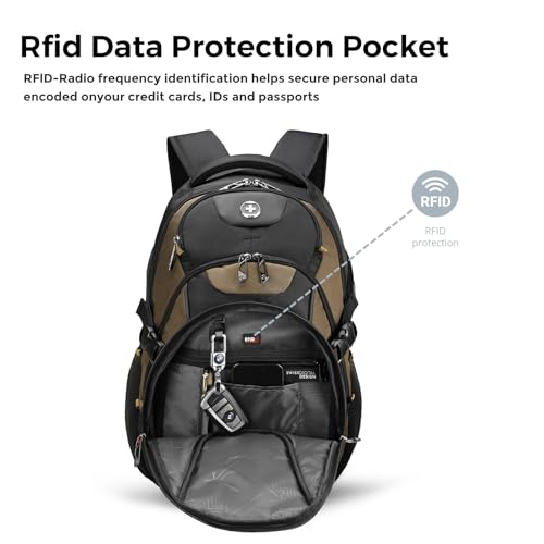 Swissdigital Design Laptop Backpack, Travel Backpack with USB Charging Port Fits 15.6 inches Computer, 31L College School Bookbag for Men,Tan/Black | SD803-34 - Image 3