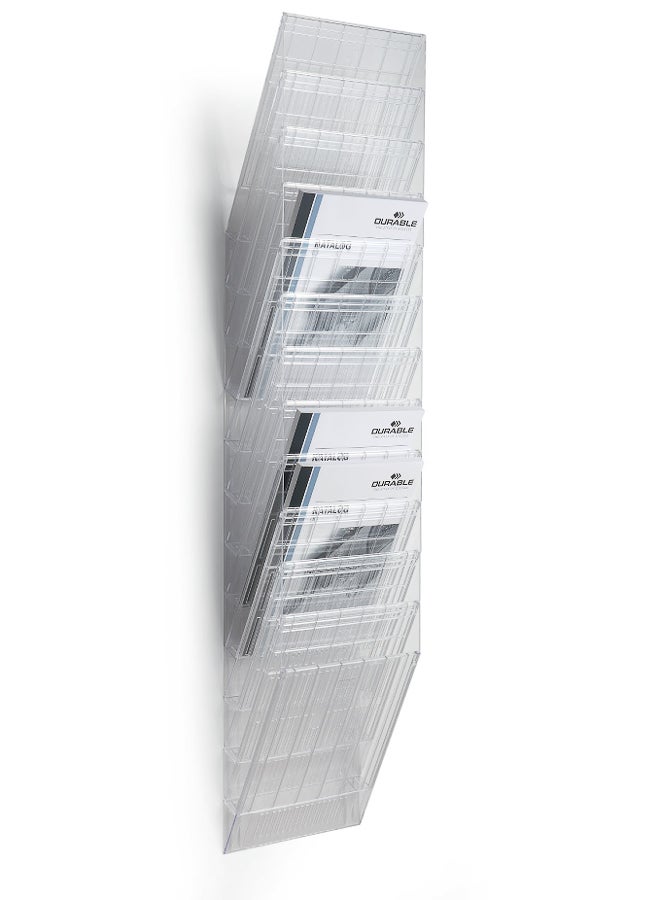 ديورابل حامل ملفات يثبت على الحائط لوثائق A4 بالطول، 12 جيب عمودي | سعة تعبئة 23–24 مم، قابل للتمديد، يتحمل حتى 6 كجم، منظم موفر للمساحة لمكاتب الاستقبال والمعارض، صنع في ألمانيا — ديوريبل - Image 1