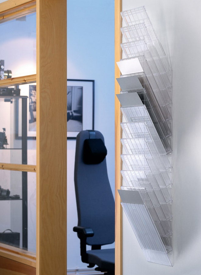 ديورابل حامل ملفات يثبت على الحائط لوثائق A4 بالطول، 12 جيب عمودي | سعة تعبئة 23–24 مم، قابل للتمديد، يتحمل حتى 6 كجم، منظم موفر للمساحة لمكاتب الاستقبال والمعارض، صنع في ألمانيا — ديوريبل - Image 2