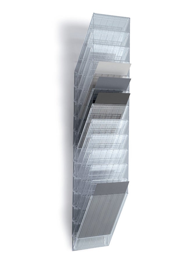 ديورابل حامل ملفات يثبت على الحائط لوثائق A4 بالطول، 12 جيب عمودي | سعة تعبئة 23–24 مم، قابل للتمديد، يتحمل حتى 6 كجم، منظم موفر للمساحة لمكاتب الاستقبال والمعارض، صنع في ألمانيا — ديوريبل - Image 3