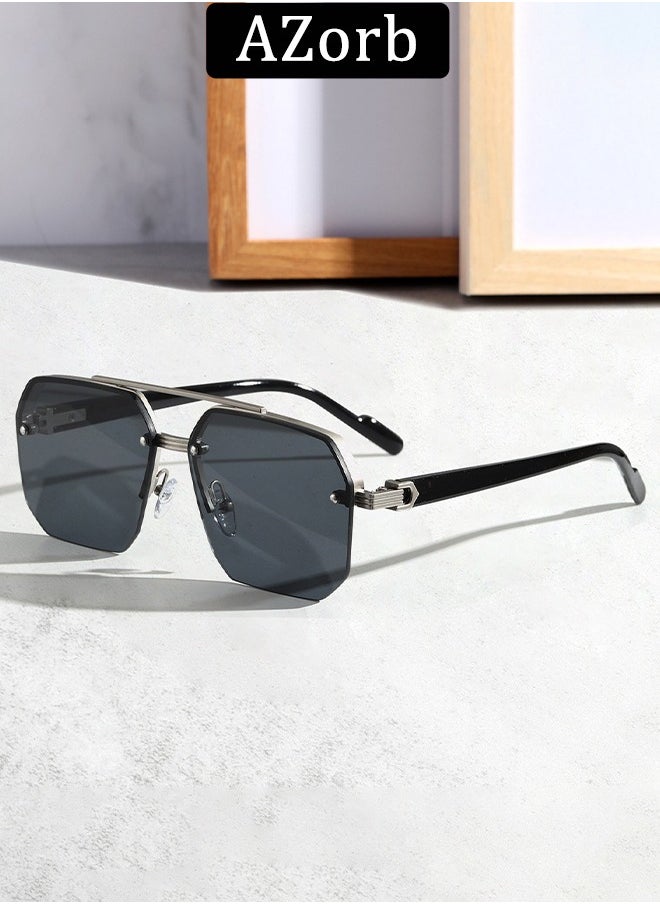 AZorb Aviator Men's Sunglasses Men Women High-Quality Metal Sturdy Semi Frame Sunglasses for Women Men Sun Glassess Accessories Eye UV400 Protection Shades for Driving Outdoor  - Image 1