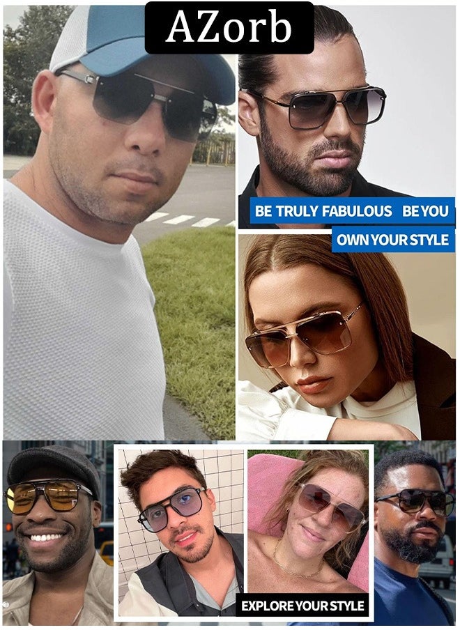 AZorb Aviator Men's Sunglasses Men Women High-Quality Metal Sturdy Semi Frame Sunglasses for Women Men Sun Glassess Accessories Eye UV400 Protection Shades for Driving Outdoor  - Image 4