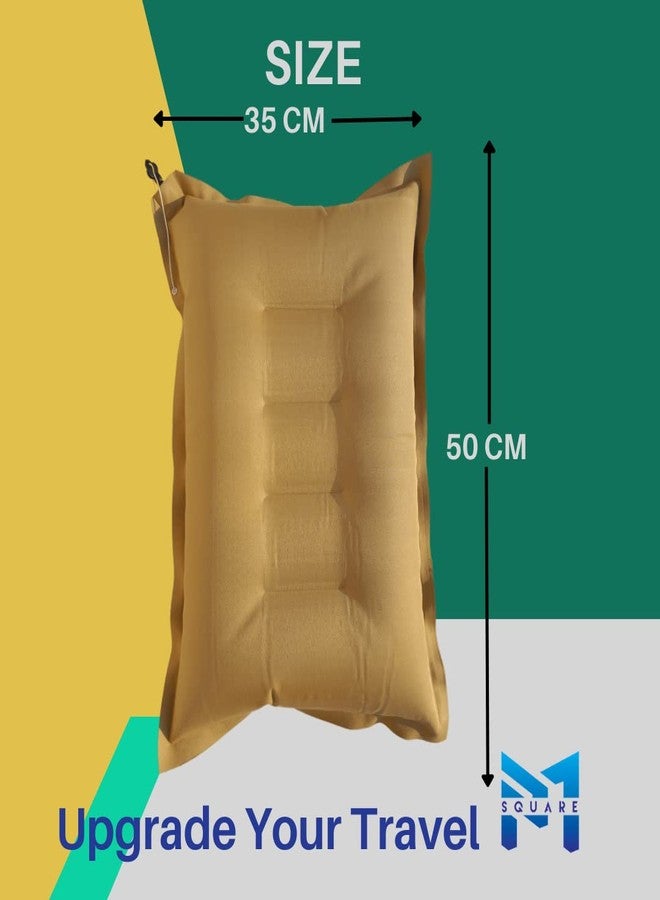 PM SQUARE Cotton Blend Inflatable Soft Portable Khaki Air Travel Pillow Pack of 2 For Travelling In Train, Bus, Camping, Hostel And Office - Image 4