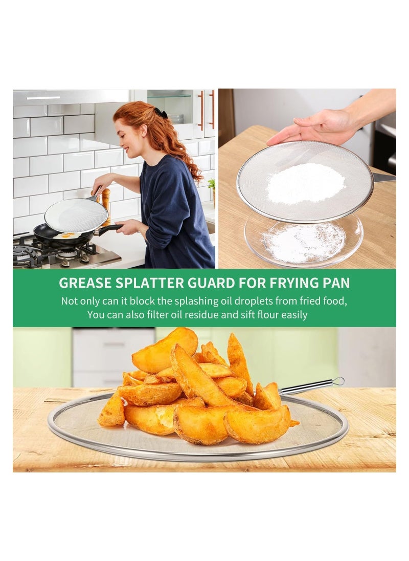 SYOSI Grease Splatter Screen for Frying Pan Stainless Steel Grease Splatter Guard Stops 99% of Hot Oil Splash Protects Skin from Burns Iron Skillet Lid Keeps Kitchen Clean for Cooking Frying  - Image 3