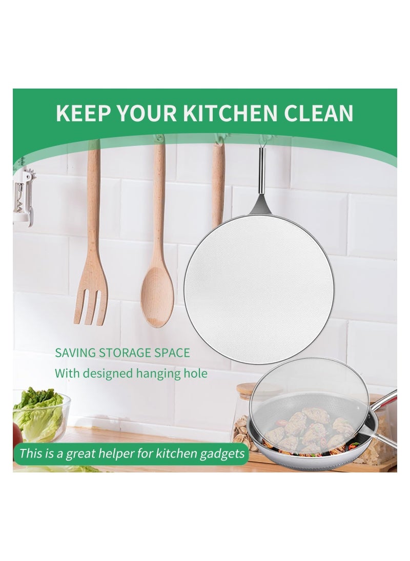 SYOSI Grease Splatter Screen for Frying Pan Stainless Steel Grease Splatter Guard Stops 99% of Hot Oil Splash Protects Skin from Burns Iron Skillet Lid Keeps Kitchen Clean for Cooking Frying  - Image 4