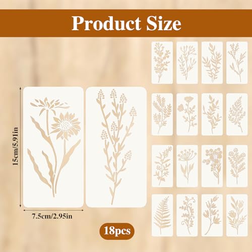 Jeffdad Stencils for Painting on Wood, Reusable Flower Stencils Painting Crafts Templates Drawing Stencil for Painting on Wood, Wall, Furniture(18) - Image 2