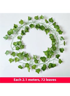 Generic 2 items Artificial Ivy Leaf Vine Green 2.1m， Vines Fake Ivy Leaves Artificial Ivy Garland Greenery Hanging Plants Green Vines for Bedroom Party Wedding Wall Indoor Outdoor Home Decor  - Image 2