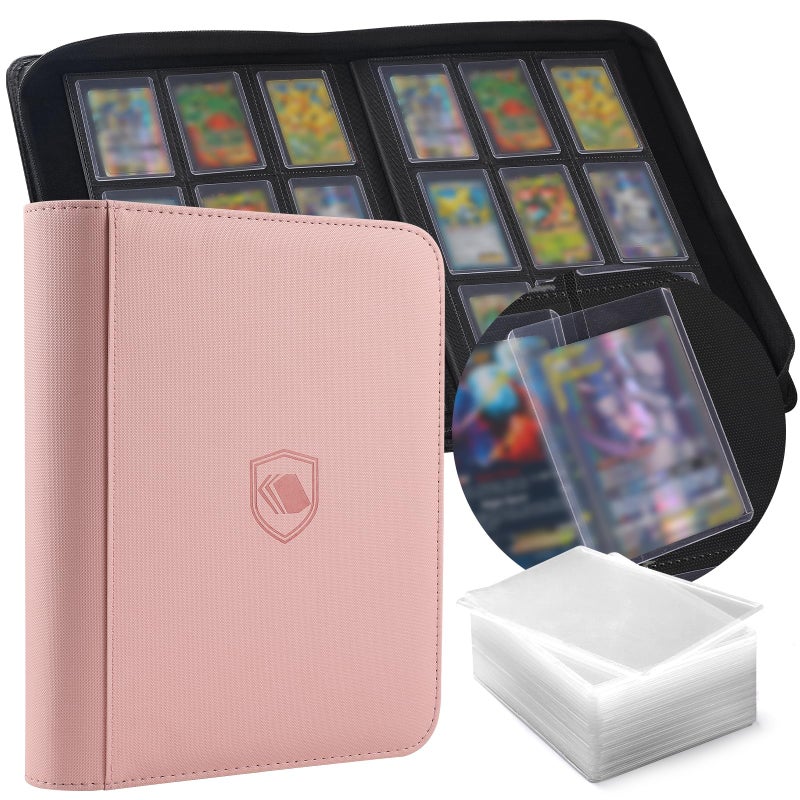 Pemocyny Toploader Binder, Holds 360 Toploaders, 100 Toploaders INCLUDED, 9-Pocket PU Cover Top Loader Binder for 3" x 4" Rigid Toploader, Ringless Double-Sided Toploader Card Binder for TCG, Sport Cards - Image 1