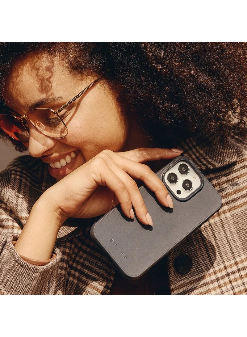 موجو آيفون  برو مع حافظة جلدية كاملة باللون الأزرق الفولاذي مع ماج سيف وحافظة واقية - Image 4