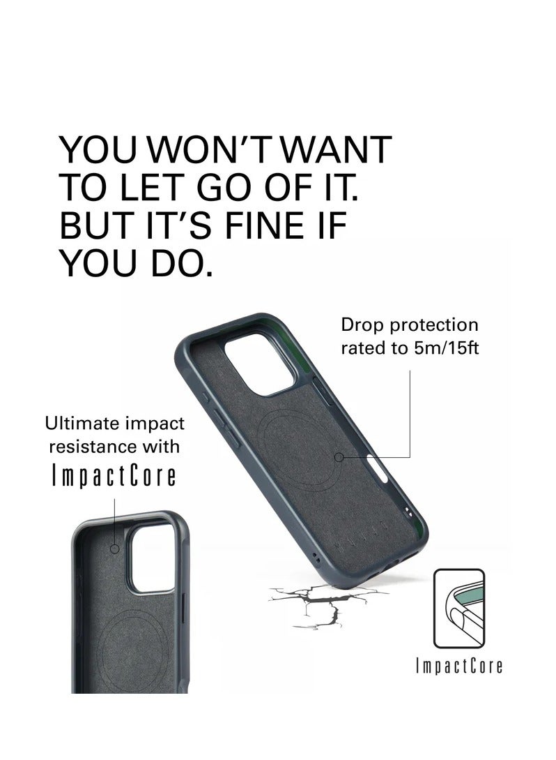 موجو آيفون  برو مع حافظة جلدية كاملة باللون الأزرق الفولاذي مع ماج سيف وحافظة واقية - Image 5