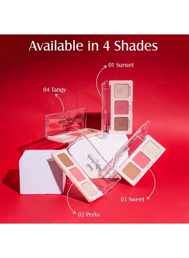 جلام 21 لوحة الوجه Cheeky Affair من Glam21 | لوحة متعددة الأغراض 3 في 1 لتحديد الوجه وأحمر الخدود وإبراز الوجه | تركيبة تدوم طويلاً | مقاومة للماء | مقاومة للتعرق | Sunset-8.6 جم - Image 2