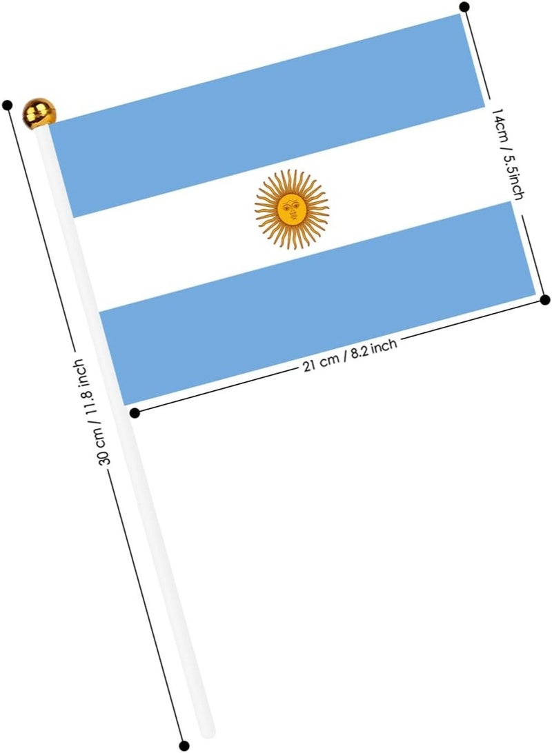 10 Pcs Argentina Hand Flags 14x21 cm Small Stick Flags for World Cup & Party Decor - Image 2