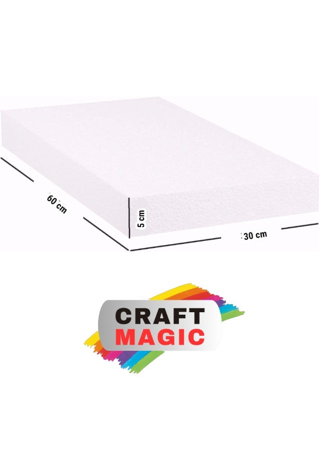 CRAFT MAGIC 2-Pack White Styrofoam Blocks 60×30×5 cm | Thick Polystyrene Foam Sheets | Large Rectangle Thermocol Blocks for Crafting, Art Sculpting, Modelling, School DIY Projects, Foam Boards, Floral & Decoration Crafts - Image 2