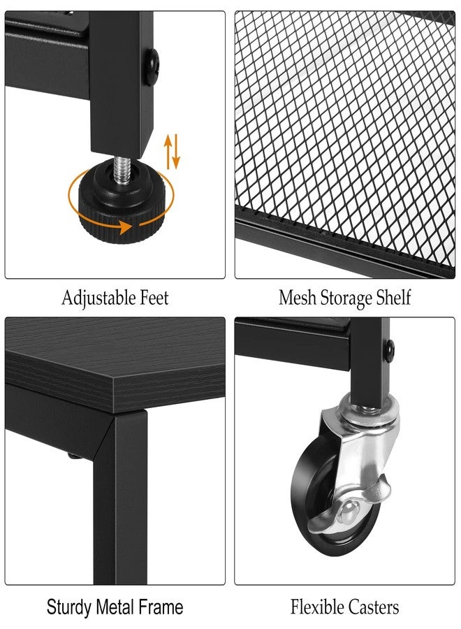 ETELI 3 Tier Side Table with Wheels Black Rolling End Side Table Small with Storage Shelves Industrial Night Stand for Small Space Living Room Bedroom Kitchen Office - Image 5