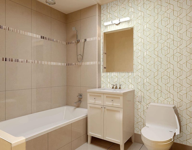 Elton DIY Self Adhesive Waterproof Wall Paper for Living Room Bed Room Furniture Makeover Cabinet Shelf Liner (45x300 Cms, Gold Hexagon) - Image 4