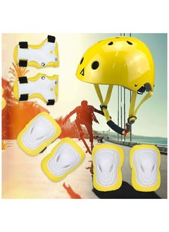 Generic Kids Bike Adjustable Helmet, Knee Elbow Wrist Pads Set for Youth Boys/Girls of Ages 3-8, Protective Gear Set for Skateboard, Bike, Roller Skating, Cycling, Scooter (Yellow)  - Image 2