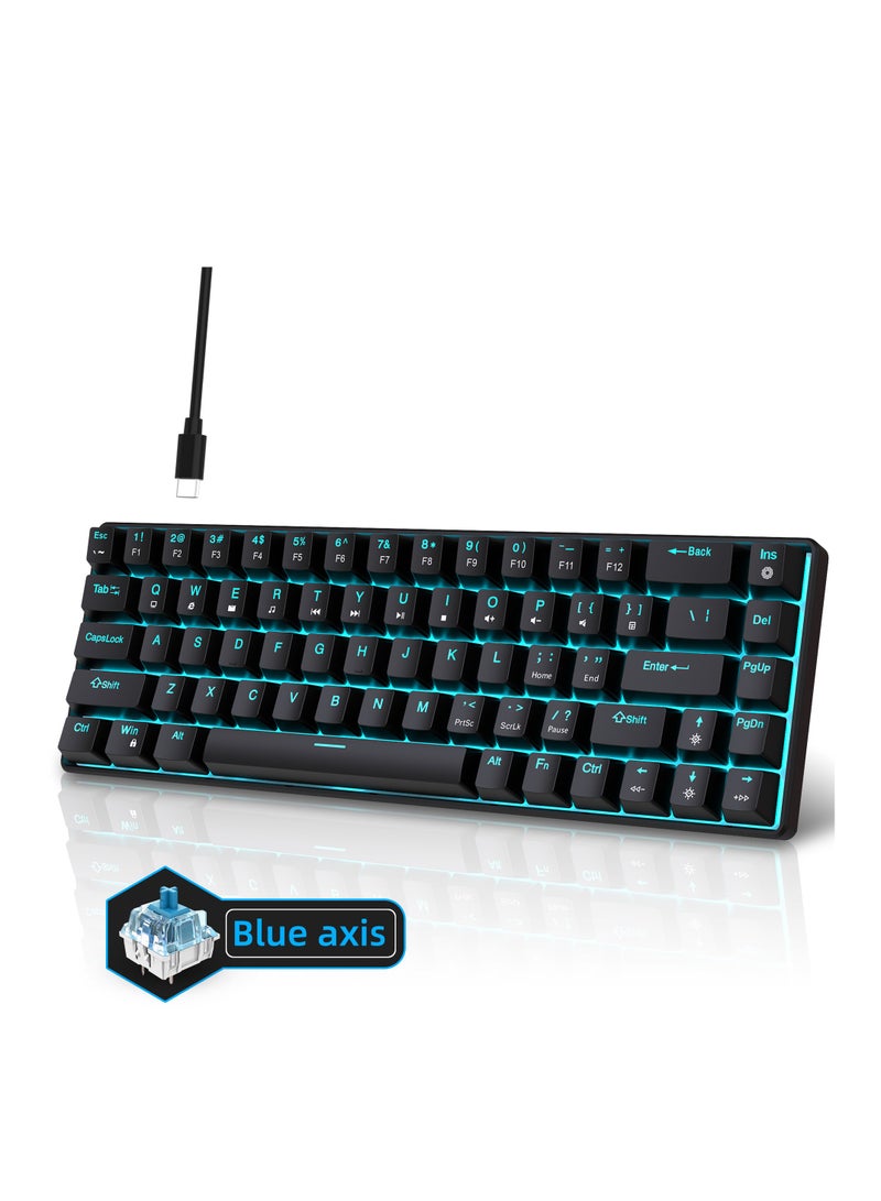 إتش إكس إس جيه لوحة مفاتيح سلكية مكونة من 68 مفتاحًا ولوحة مفاتيح ميكانيكية للألعاب ومقبض مدمج لضبط مستوى الصوت - تأثير إضاءة RGB - لوحة مفاتيح الكمبيوتر - Image 1