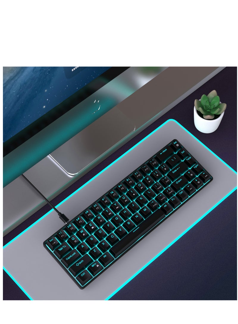إتش إكس إس جيه لوحة مفاتيح سلكية مكونة من 68 مفتاحًا ولوحة مفاتيح ميكانيكية للألعاب ومقبض مدمج لضبط مستوى الصوت - تأثير إضاءة RGB - لوحة مفاتيح الكمبيوتر - Image 4