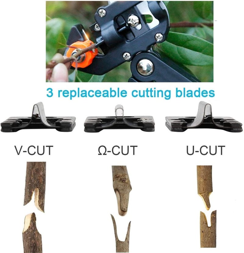 eWINNER Grafting Machine Cutting Tool Garden Fruit Tree Professional Pruning Shears Tool Kit with 3 Blades (V & U & Ω Shaped) and Sturdy Comfort Handle for Professional Efficient Pruning and Grafting - Image 4