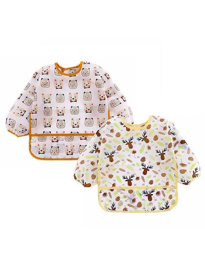 SOWUGI 2Pcs Set Waterproof Stain Resistant Drool Cloths Baby Bib Nursing Feeding Bibs Burp Cloths Bibs Drooling Bibs - Image 1