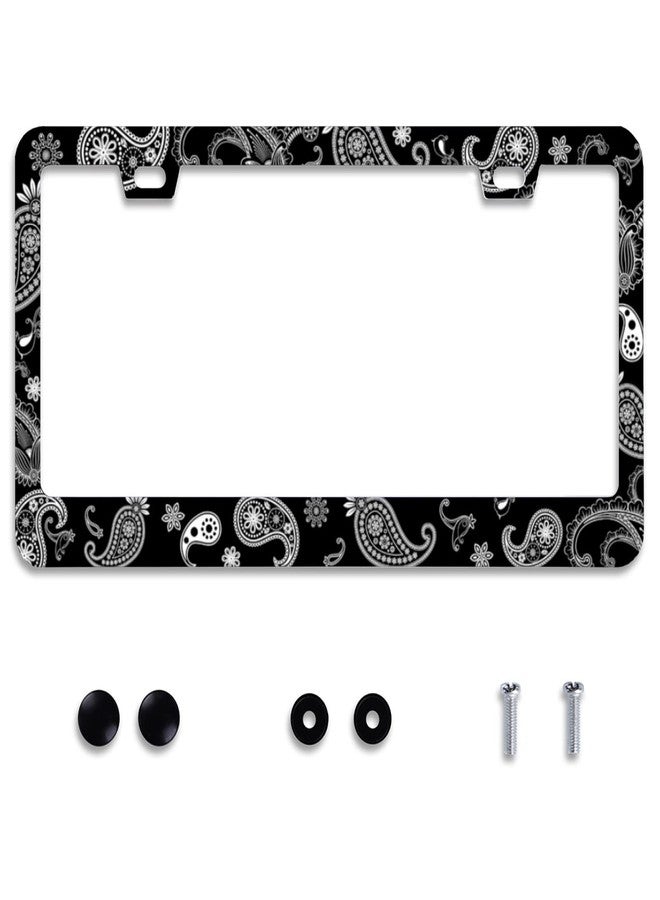 Omw2fyb Personalise Paisley Boho Printed License Plate Frames Color License Plate Frame Car Universal Aluminum Accessories Cars Decor with 2 Holes and Screws Fits Standard US Vehicles Size: 12.2 x 6 Inches - Image 1