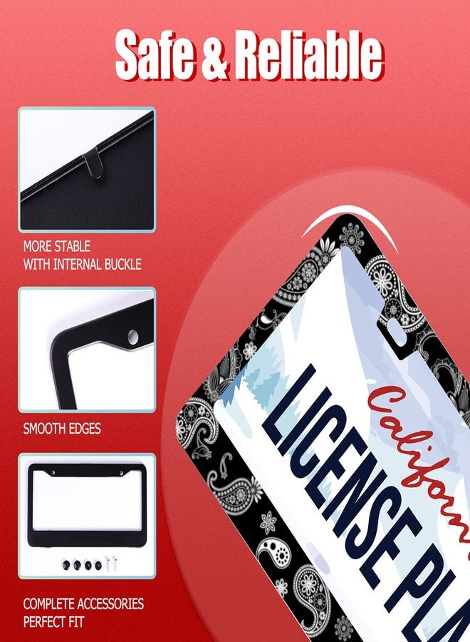 Omw2fyb Personalise Paisley Boho Printed License Plate Frames Color License Plate Frame Car Universal Aluminum Accessories Cars Decor with 2 Holes and Screws Fits Standard US Vehicles Size: 12.2 x 6 Inches - Image 2